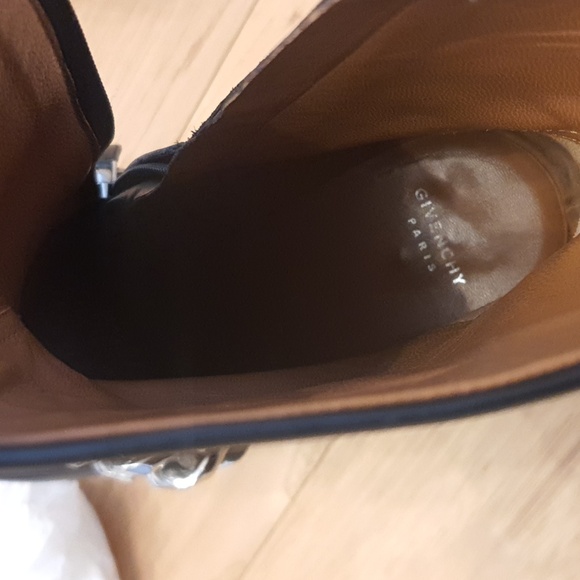 Givenchy Black Leather Ankle Boots with Silver Chain - Picture 6 of 7